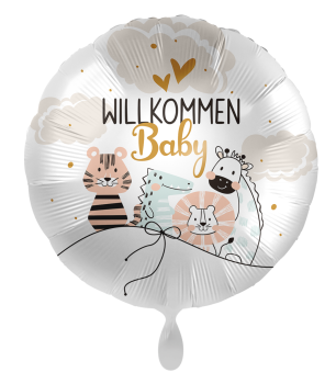 Folienballon - Willkommen Baby, Tiere - ø 43cm